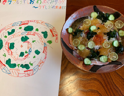 新メニューの設計案と完成したお料理